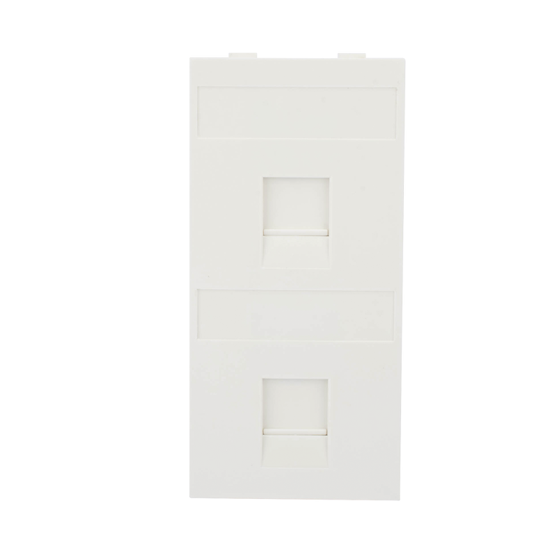 Placa Plana de Voz y Datos con Guardapolvo para 2 RJ45 / Color Blanco / 2 Puertos para Jacks Keystone / Compatible con Cajas de Pavimento SM-CPAV-2 y SM-CPAV-4 / Modelo S76B/9