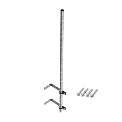 Mástil de 3 m de 1-1/4" diámetro ced. 30 con Herrajes para Sujeción a Pared. - Toer