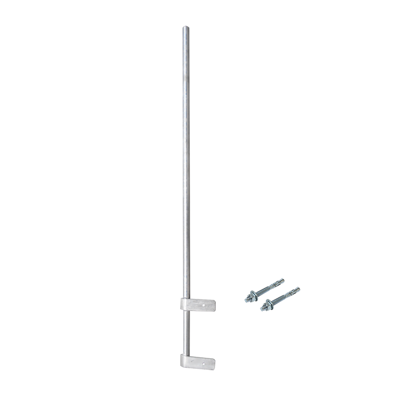 Mástil Liviano de Pared de 1.5 m (Diam. 1-1/4) con Cejas de Fijación  Soldadas, ¡No se gira! Incluye Taquetes para instalación.