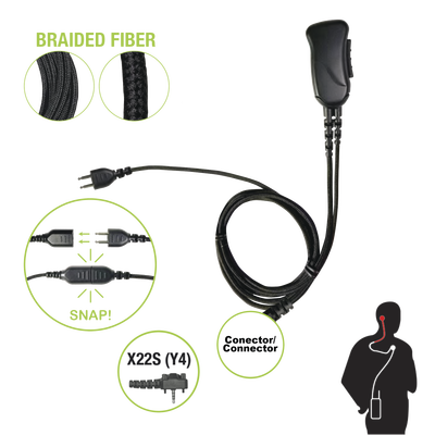 Micrófono con cable de fibra trenzada serie SNAP compatible con VERTEX VX-160/180/210/230/231/350/354/400/410/424/427.