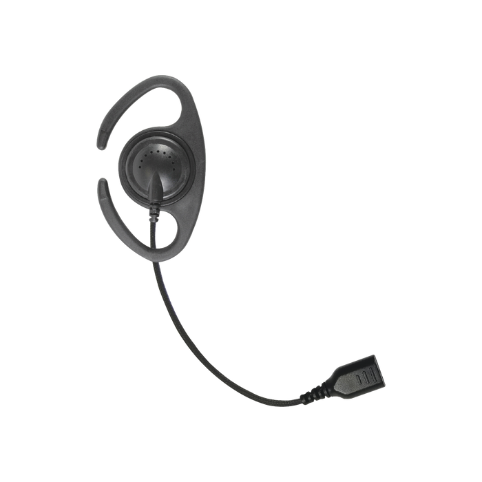 â??Auriculares de gancho en forma de C con cable de fibra trenzada y conector SNAP. Requiere micrófono de solapa de 1 o 2 hilos de la Serie SNAP.