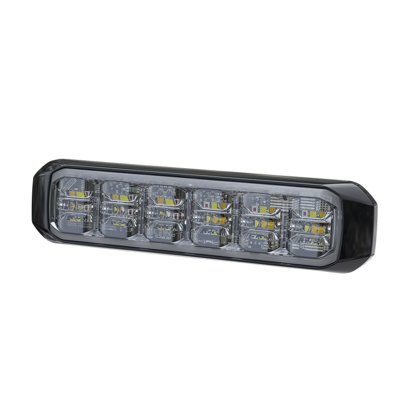 SP18RWA Luz Auxiliar de 18 LED, SAE, Tricolor, Bisel Negro, Rojo/Blanco/Ambar, Lente Transparente