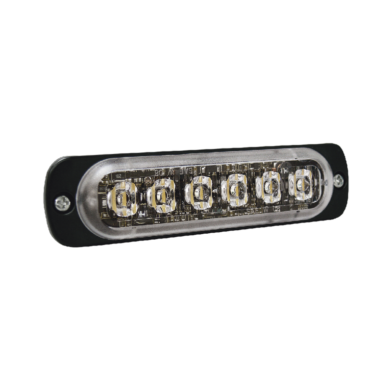 SP6A Luz Auxiliar de 6 LED, Ambar, Bisel Negro, Lente Transparente