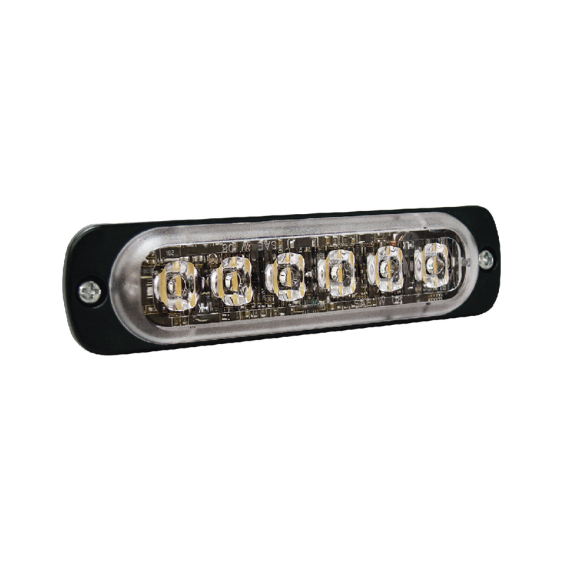 SP6R Luz Auxiliar de 6 LED, Roja, Bisel Negro, Lente Transparente