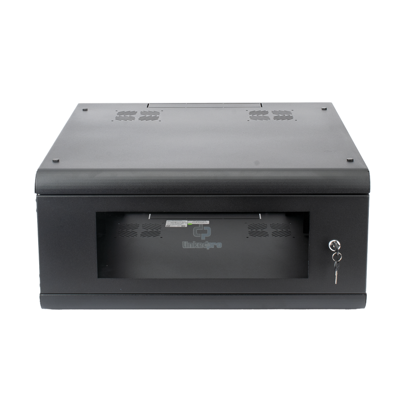 SR-1904-GN2G Gabinete de Pared con Puerta de Cristal Templado, 635mm de Profundidad, 4U Rack de 19, Acero Reforzado