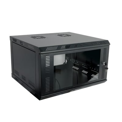 SR-1916-GFP Gabinete para Montaje en Pared, Puerta de Cristal Templado, Cuerpo Fijo con Rack 19 de 16 Unidades