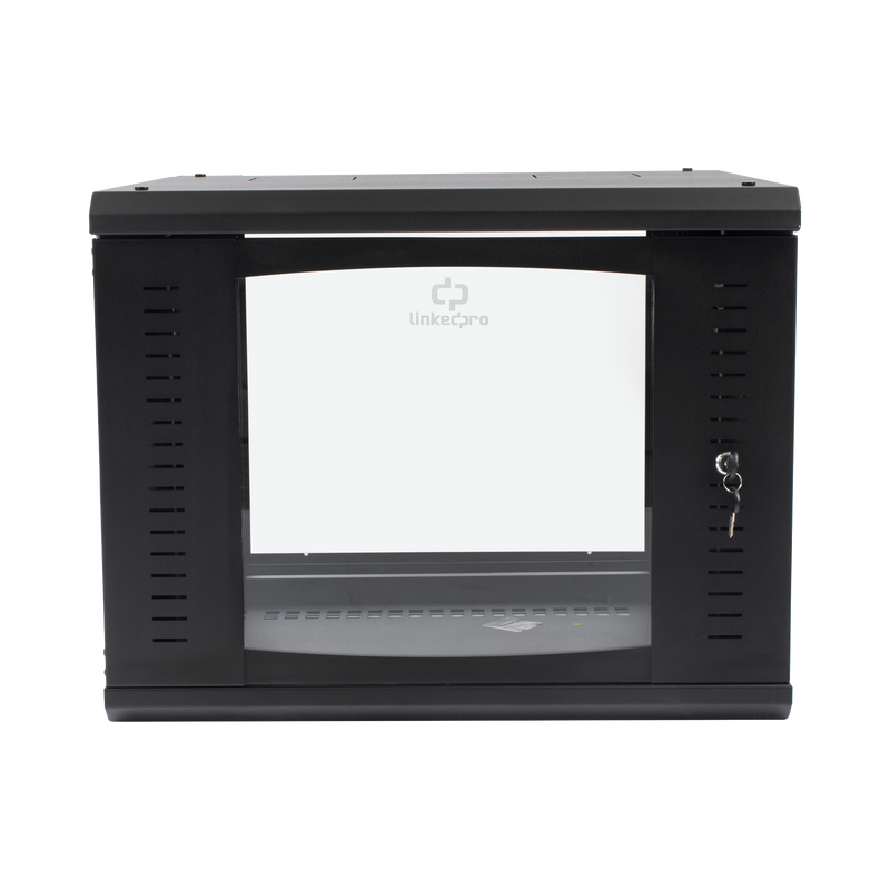 Gabinete Abatible de Pared (Con Marco Trasero) con Rack 19 de 9 Unidades. Ventana de Cristal Templado.