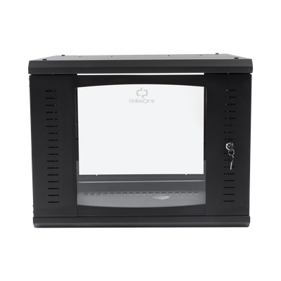 Gabinete Abatible de Pared (Con Marco Trasero) con Rack 19" de 9 Unidades. Ventana de Cristal Templado. - Toer