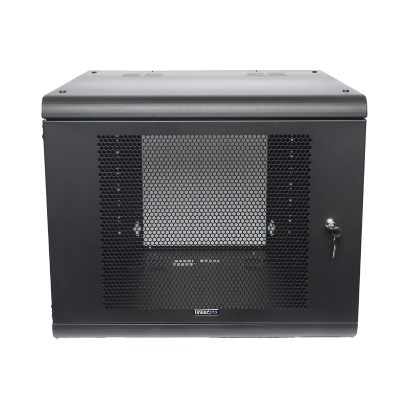 Gabinete de Pared con Puerta Perforada, 635mm de Profundidad, 9U Rack de 19 in, Acero Reforzado