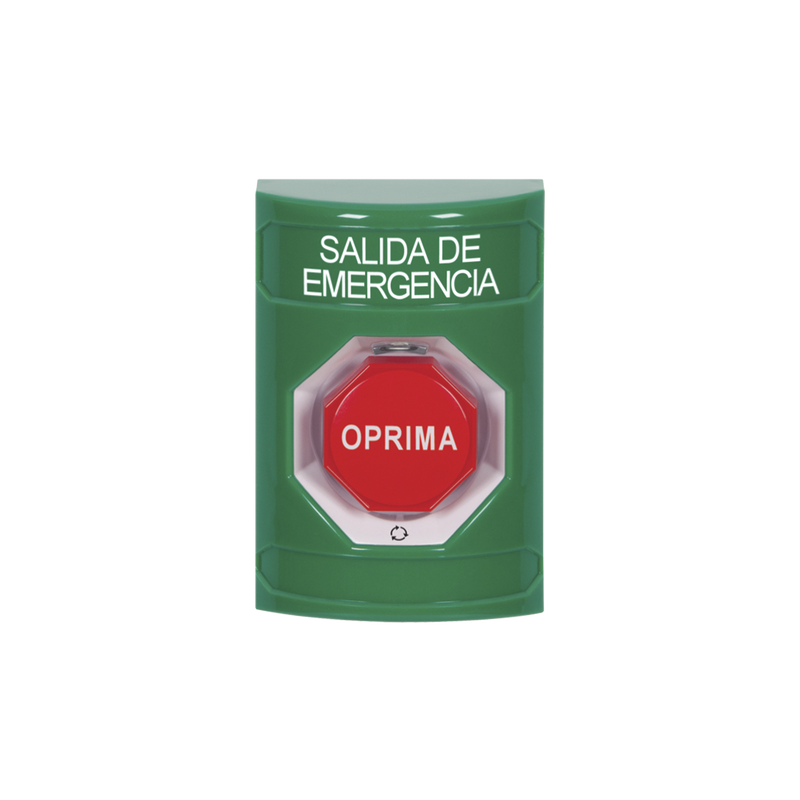 SS2109EX-ES Botón de Salida de Emergencia , Texto en Español,  Acción Mantenida, Girar para Restablecer, LED de iluminación