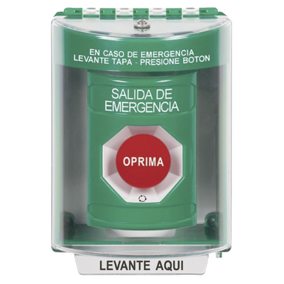 Botón Multipropósito, Salida De Emergencia, Girar Para Reset, Español, Cubierta De Policarbonato, 2 Relevadores NO/NC, Interior/Exterior