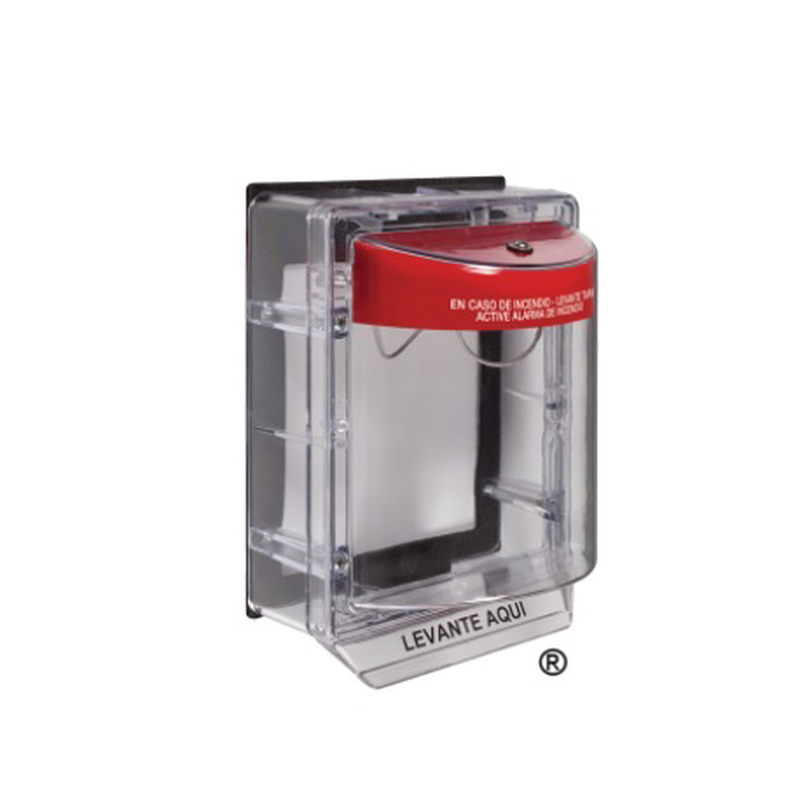 Cubierta Protectora De Policarbonato, Sin Sirena, Con Espaciador Transparente, Texto En Español, Listado UL/cUL, 7Alto x 5 Ancho x 5.2 Profundidad, Serie Weather Stopper®