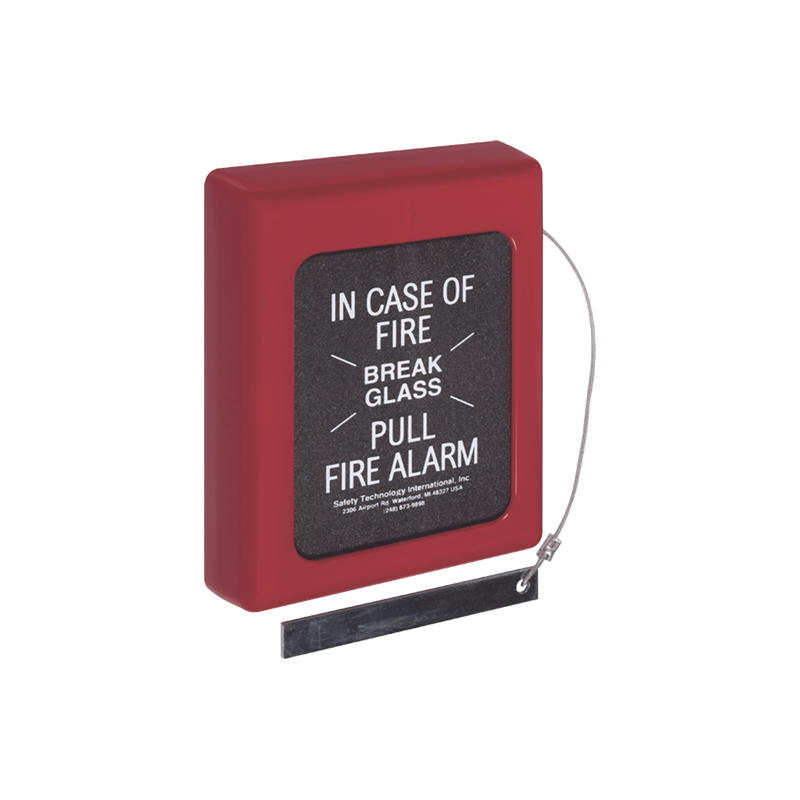 STI-4100 Protector Con Cristal, Rómpase En Caso De Incendio Para Estaciones De Jalón, Texto En Ingles