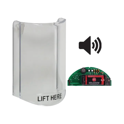 Cubierta Protectora De Policarbonato, Súper Resistente, Con Sonido, Texto En Ingles, Para Botones Multiusos Serie Stopper Station De STI