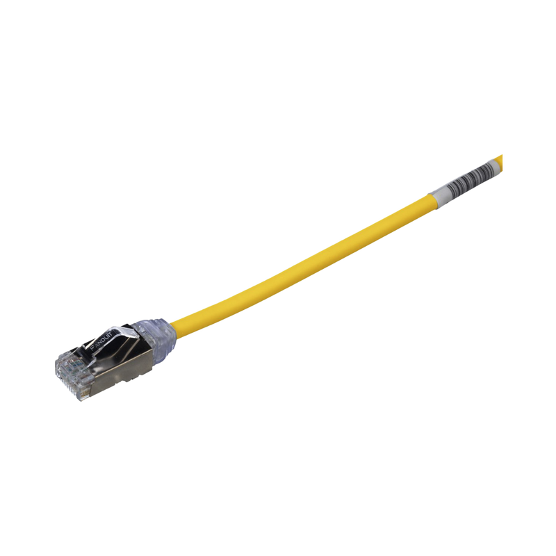 STP28X0.2MYL Patch Cord Cat6A, Diametro Reducido 28 AWG, Blindado S/FTP, CM/LS0H, 20 cm, Color Amarillo