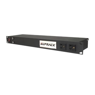 SUP-RACK Tomacorriente de 10 contactos para 120 Vca con Supresor de picos tipo A de 40 kA, Diseñado para Montaje en Rack de 19.