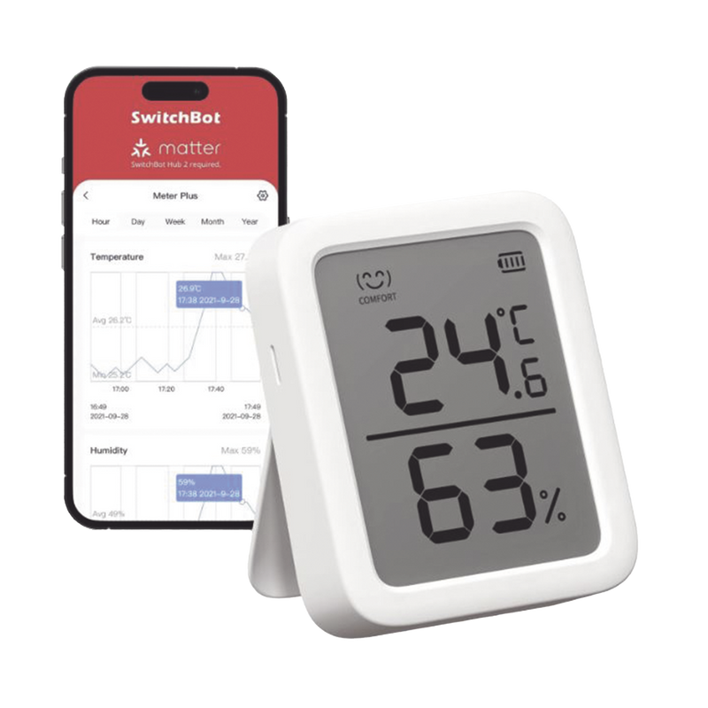 SWITCHBOTMP Medidor de temperatura y humedad Datos en pantalla / inalámbrico BLUETOOTH compatible con HUB SwitchBot