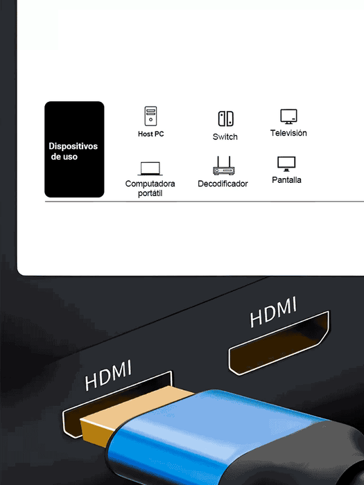 SAXXON SX-05HD-C - Cable HDMI de 0,5 metros de alta velocidad / Versión 2.0 / Resolución 4K / Canal de retorno de audio (ARC) / Video 3D / Blindado para reducir interferencias / Chapado en oro / Alta resistencia y durabilidad.