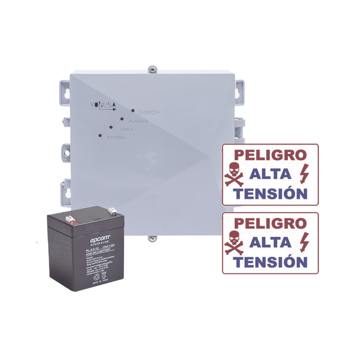 KIT de Energizador de 12,000Volts-.9JOULES/2500 mts lineales de proteccion/Activado por Atenuación de voltaje,Corte de línea o Aterrizamiento de la línea/Integración a panel de Alarma.