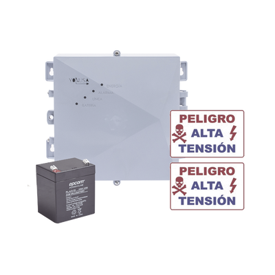 KIT de Energizador de 12,000Volts-1JOULES/2500 mts lineales de proteccion/Activado por Atenuación de voltaje,Corte de línea o Aterrizamiento de la línea/Integración a panel de Alarma.