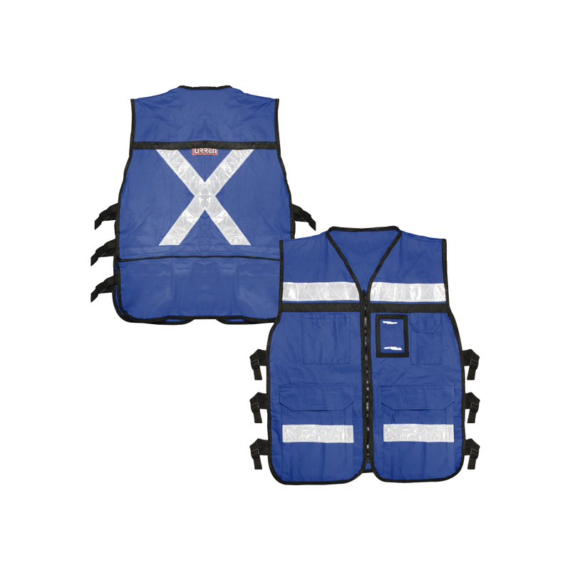 SYS-USC-H42 Chaleco Reflejante con 6 Bolsas Externas / 6 Broches ajustables / Talla Grande.