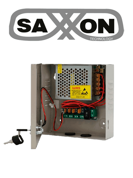 SAXXON SX5A4CH - Fuente de Poder Profesional 12 VCD / 5 Amperes / 4 Canales / 1.1 Amperes por Canal / Protección contra Sobrecargas / Led Indicador de Funcionamiento