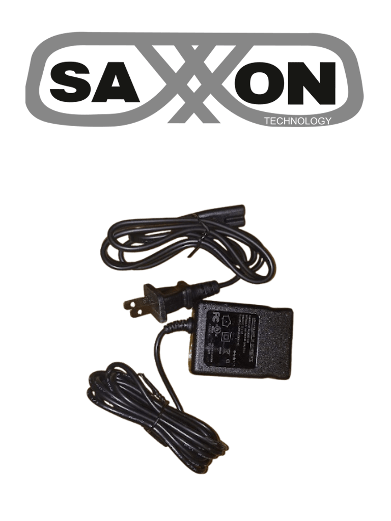 SAXXON SW00120100S10 - Fuente de Poder Regulada / 12V CC, 1 Amper / Conector Macho / Voltaje de entrada: 100-240V / Ideal para Cámaras de CCTV , Controles de Acceso y Asistencia / Cable de 95 cm /