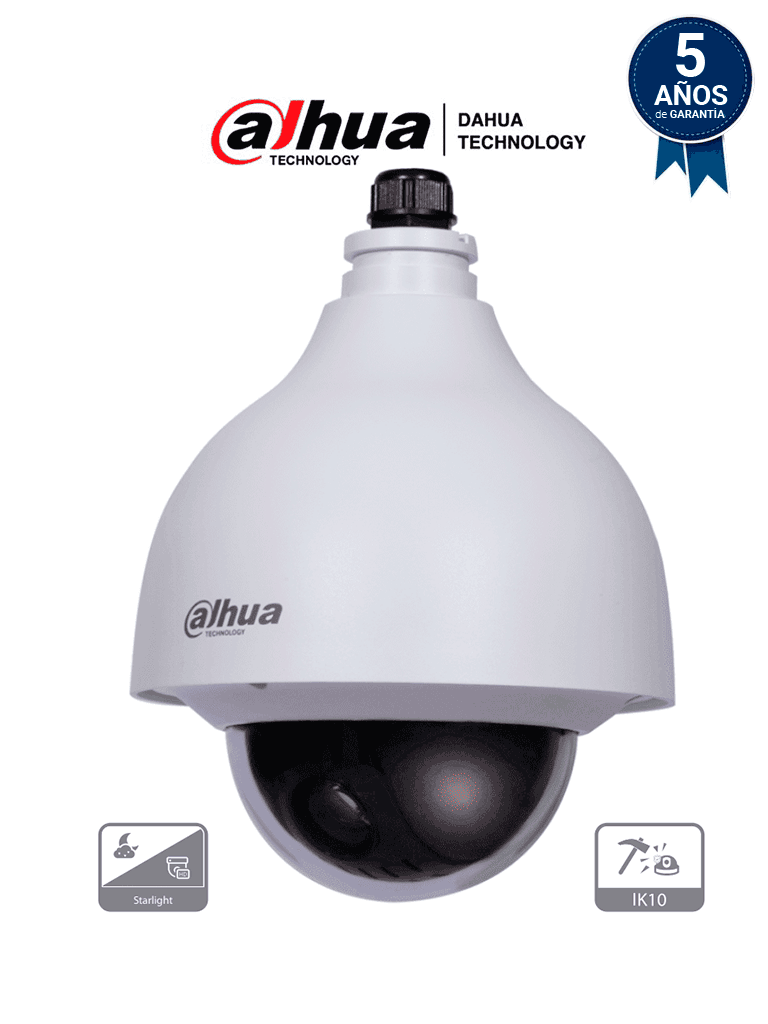 DAHUA SD40215N-HC-LA  - Cámara PTZ Antivandalica de 2 Megapixeles/ 15x de Zoom Optico/ Starlight/ WDR Real de 120 dB/ 3D DNR/ IK10/IP67/ 1 Entrada de Audio/ 2&1 E&S de Alarmas/ Soporta Formatos: CVI/TVI/AHD/CVBS
