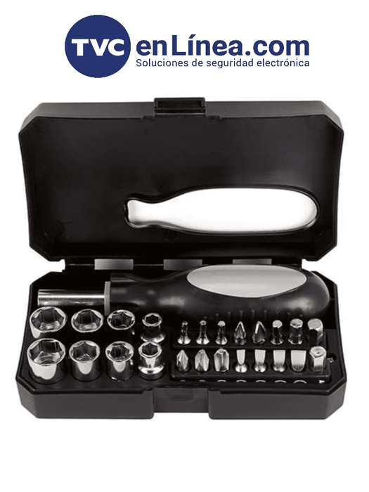 TVC PITCAIRN - Set de Herramientas con Desarmador de 16 Puntas/ 8 Dados Intercambiables/ Mango Ergonómico/ Medidas 13.5x8cm/