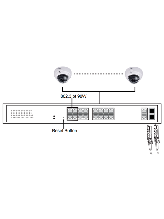 VIVOTEK AW-GEL-205A-260 - Switch PoE 20 puertos Administrable Lite, 16 puertos GE 30W PoE, 4 puertos GE 90W PoE, 2 puertos GE UTP, 2 puertos GE SFP lite, 40 Gbps, 260W totales, PoE Extendido 250 Mts, NDAA