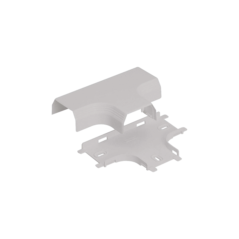 Accesorio en T, para uso con canaleta T45, Material PVC Rígido, Color Blanco Mate