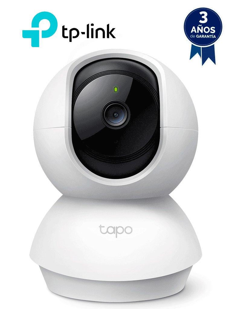 TP-LINK TAPO C210 - Cámara Domo IP PT WiFi para Interior con resolución de 3 MP, visión nocturna, WiFi 2.4 GHz, notificaciones push y ranura para Micro SD, además de audio de doble vía.