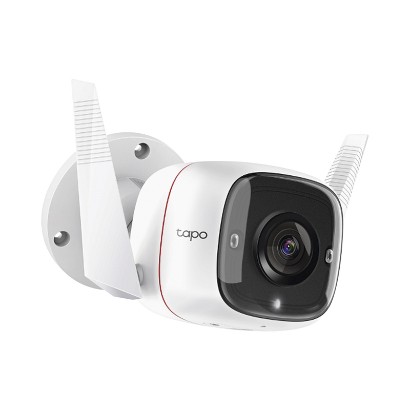 TAPOC310 Cámara IP Wi-Fi para exterior, 3 megapixel, audio doble vía, visión nocturna, notificación Push, acepta memoria Micro SD de para grabación.