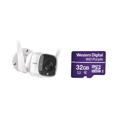 Kit de Cámara IP Wi-Fi / Incluye 1 Pieza Modelo TAPOC310 / 2 Megapixel / Audio Doble Vía / Utiliza la App Tapo / 1 Memoria Micro SD Modelo WD32MSD - Toer