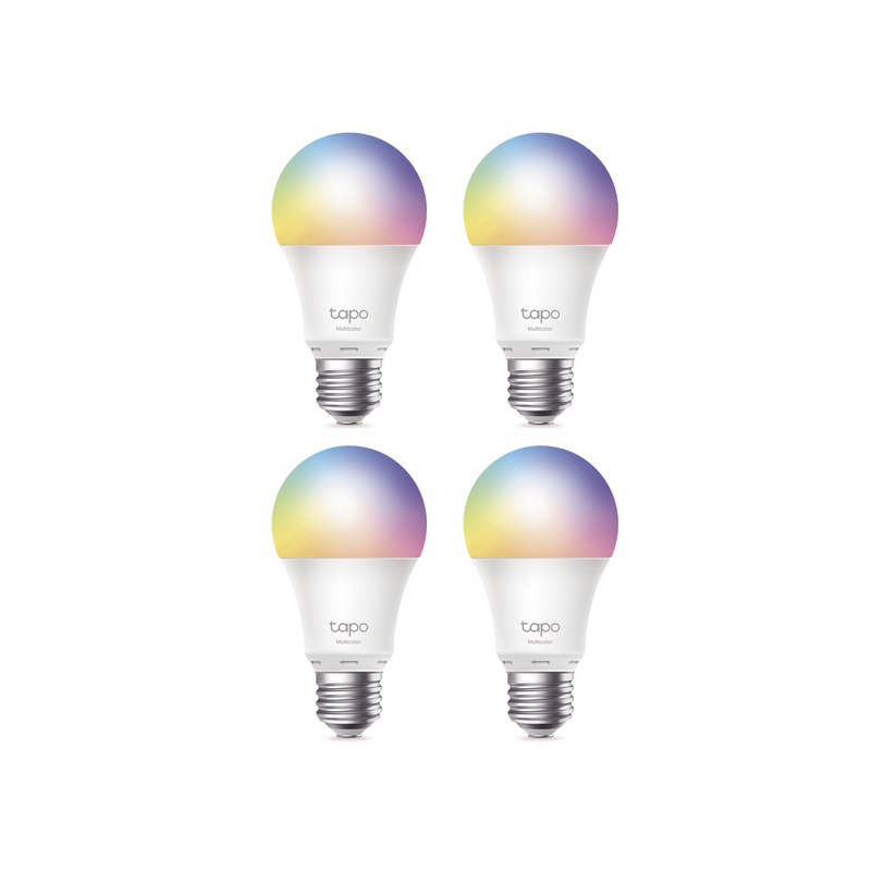 TAPOL530E(4PACK) Kit 4 Focos WIFI Multicolor, Intensidad y Color Regulables, Comandos de Voz Mediante Amazon Alexa/Google Assisten