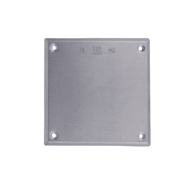 Tapa cuadrada ciega de aluminio para caja cuadrada.