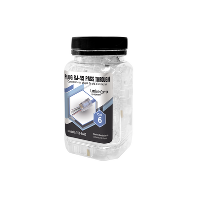Bote con 100 Plugs Pass through RJ45 Cat6 sin blindaje, chapado de oro a 30 micras para durabilidad extrema - Toer