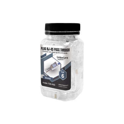 Bote con 100 Plugs Pass through RJ45 Cat6 BLINDADO chapado de oro a 30 micras para durabilidad extrema - Toer