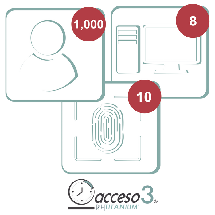 [BAJO PEDIDO] Licencia de 3 años para software Acceso3 TITANIUM / 1000 Empleados / 10 reloj / 10 PC