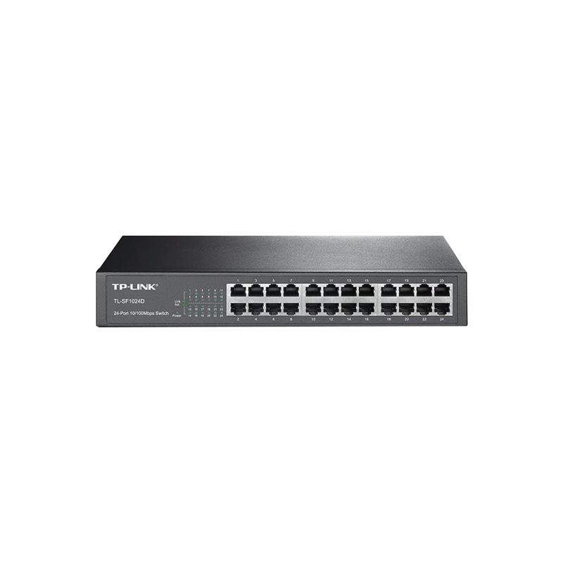 Switch no administrable de 24 puertos 10/100 Mbps para escritorio/rack