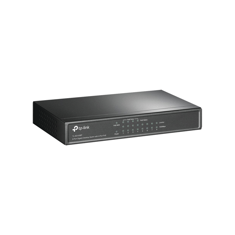 TL-SG1008P Switch Gigabit PoE+ no administrable de 8 puertos 10/100/1000 Mbps, solo 4 puertos PoE, para escritorio