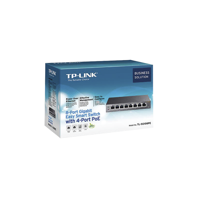 TL-SG108PE Easy Smart Switch PoE JetStream , 8 puertos 10/100/1000 Mbps  55 W