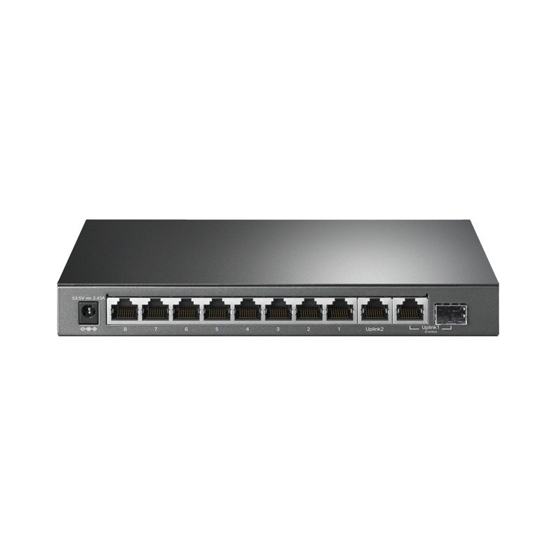 TLSG1210MP Switch PoE+ No Administrable De Escritorio 10 Puertos / 8 puertos 10/100/1000 Mbps PoE af/at Inteligiente / Presupuesto 123 W / Modo Extendido hasta 250 metros