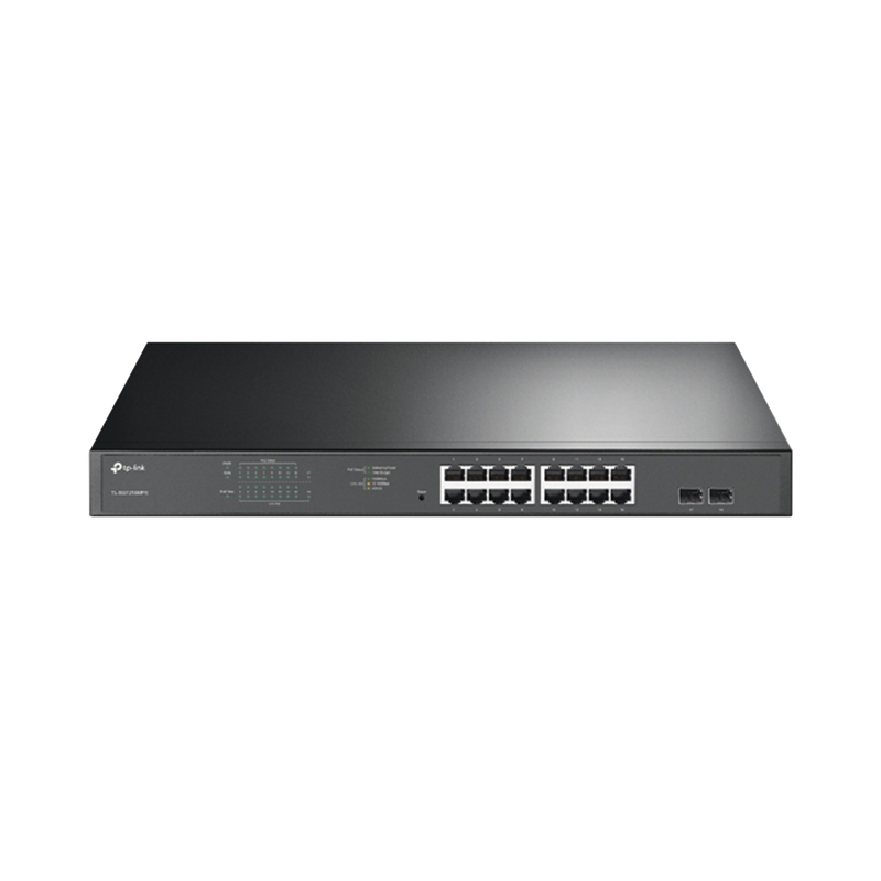 TL-SG1218MPE Switch JetStream de 16 puertos 10/100/1000Mbps y PoE af/at, 2 puertos SFP hasta 192W.