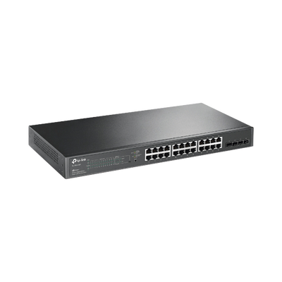 Switch PoE JetStream SDN Administrable 24 puertos 10/100/1000 Mbps + 4 puertos SFP, 24 puertos PoE, 250W, administración centralizada OMADA SDN - Toer