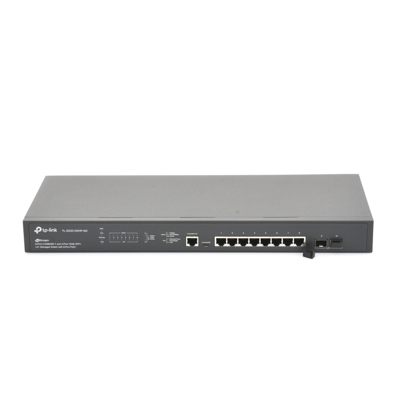 TL-SG3210XHPM2 Switch L2+ Omada PoE+ / 8 Puertos PoE+ MultiGigabit 2.5G / 2 Puertos SFP+ 10G / 2 Puertos Consola (RJ45 y microUSB) / Administración Centralizada Omada o Stand-Alone / Multicast IGMP / Presupuesto PoE 240W / Montaje en Rack / (SG3210XHPM2)