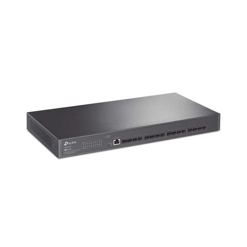 TL-SX3016F Switch Fibra Óptica L2+ Omada / 16 Puertos SFP+ 10G / 2 Puertos Consola (RJ45 y micro-USB) / Administración Centralizada Omada o Stand-Alone / Multicast IGMP / Calidad de Servicio / Montaje en Rack / Silencioso (sin ventiladores)