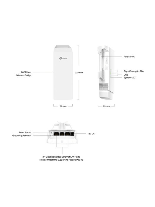 TP-LINK EAP215-Bridge KIT - Punto de acceso Wi-Fi Exterior/ Bridge Omada de 5Km de Alcance/