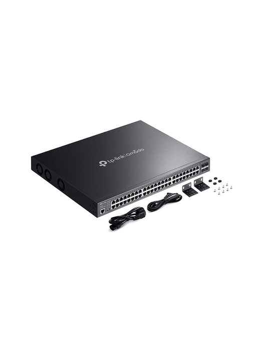 TP-LINK SG3452P - Switch L2+ Omada PoE+ con 48 puertos PoE+ 10/100/1000 Mbps, 4 puertos SFP 1G, consola RJ45/microUSB, gestión centralizada Omada/Stand-Alone, soporte Multicast IGMP, Calidad de Servicio (QoS), y presupuesto PoE 384W.