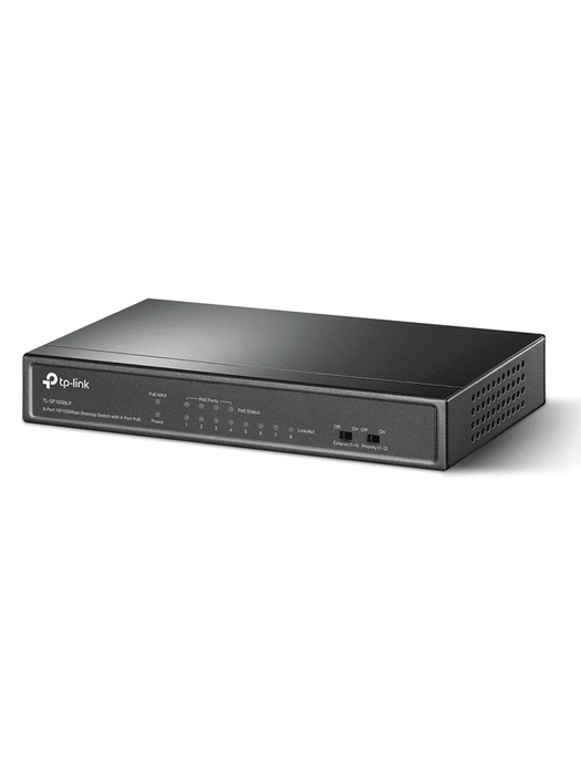 TP-LINK TL-SF1008LP - Switch PoE no administrable con 8 puertos Fast Ethernet, incluidos 4 puertos PoE AF. Ofrece un presupuesto PoE de hasta 41W y soporta modo extendido para conexiones de hasta 250m.
